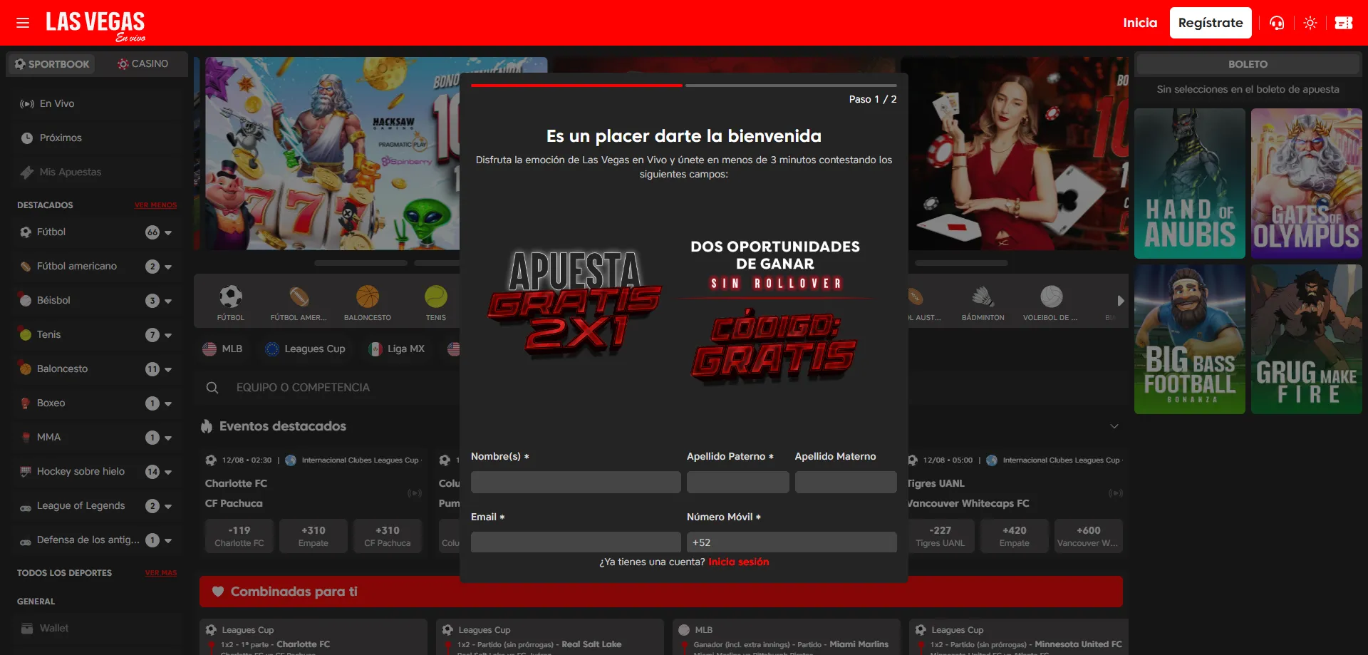 Registro en Las Vegas en Vivo Casino paso a paso para México